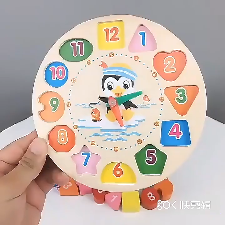 NEW Wooden colourful 12 Numbers Clock Toy Digital Geometry Cognitive Matching Toy Early Educational PuzzlesChildren's Alarm Clock Puzzle Early Education Beaded Building Block Shape Matching Building Block Toy