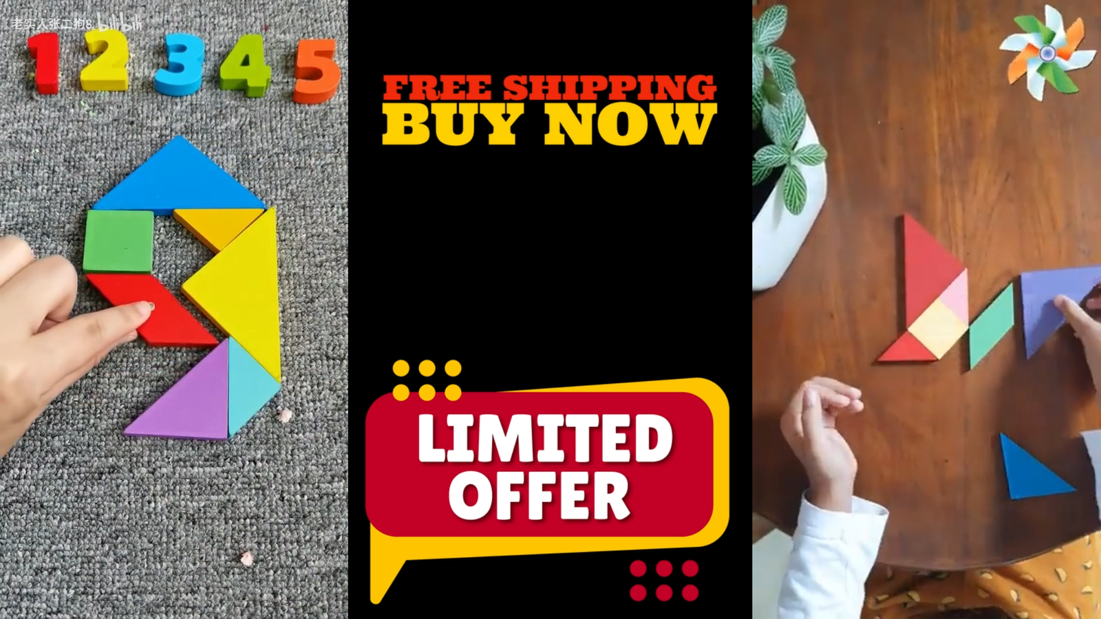 Wooden Tangram Puzzle Colorful Pattern Shape Creating Toy for Smart Intelligent Creative Kids Geometric Puzzle Educational Toy Geometric Shape Sorting Brain Teaser Toy ,Classic Tangram Brain Game - Colorful Wooden Puzzle for Kids