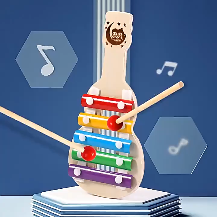 Education Kids Color Wooden 5 Keys Frame Style Xylophone for Children Musical Toys Piano Percussion Musical Baby Music Instrument Funny ,Toys Gifts